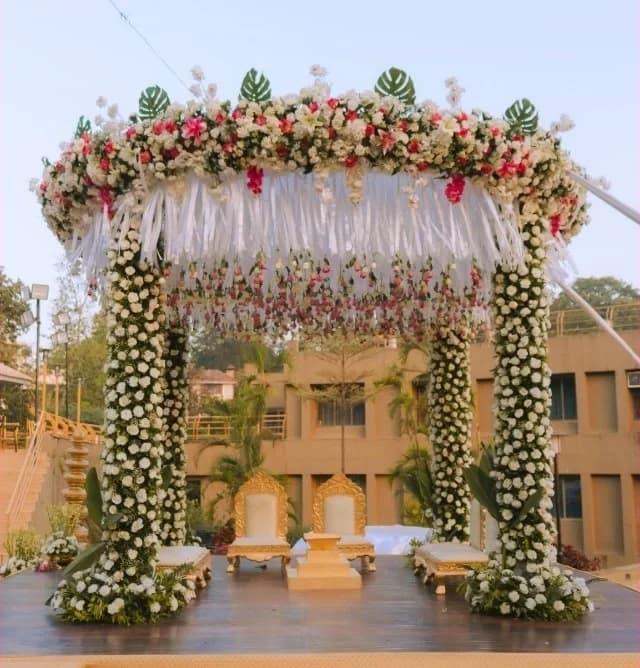 Real Eternal Weddingz floral mandap, daytime